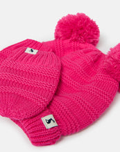 Load image into Gallery viewer, Joules Pom Set Bright Pink Knitted Hat And Glove Set 0-24 Months / 2-4 Years
