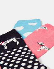 Load image into Gallery viewer, Joules Excellent Everyday Eco Vero Socks 3 Pack Pink Dalmatian / 4-8
