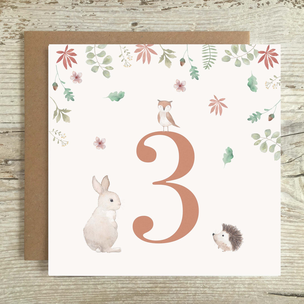 Herbert & Rose Age 3 Bunny Birthday Card