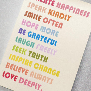 Create Happiness. Speak Kindly, Smile Often Card