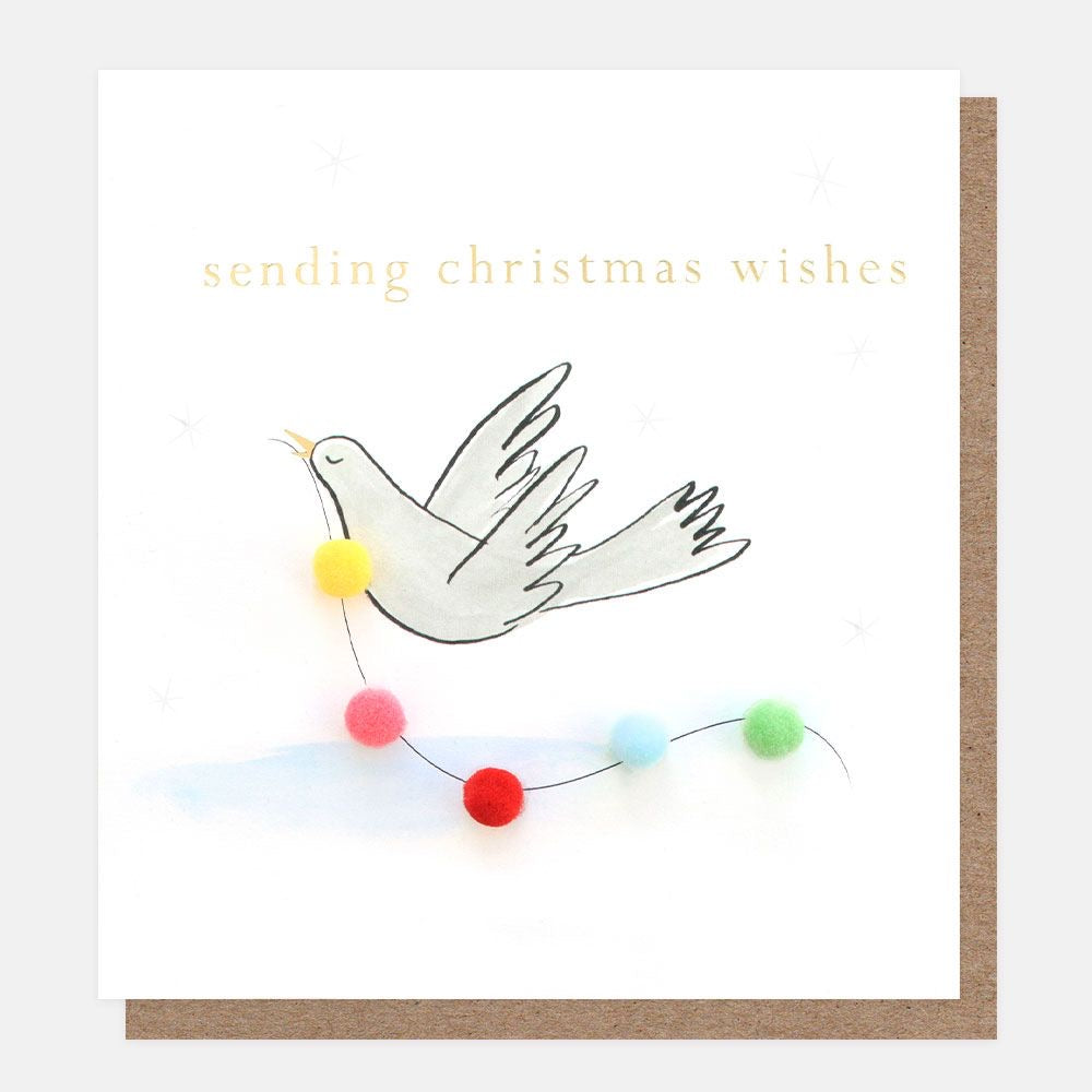 Mini Pom Christmas Dove Card