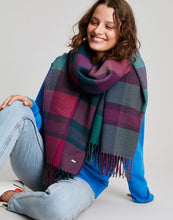 Load image into Gallery viewer, Joules Wetherby Navy Pink Check Scarf
