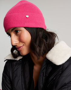 Joules Shinebright Pink Ribbed Hat