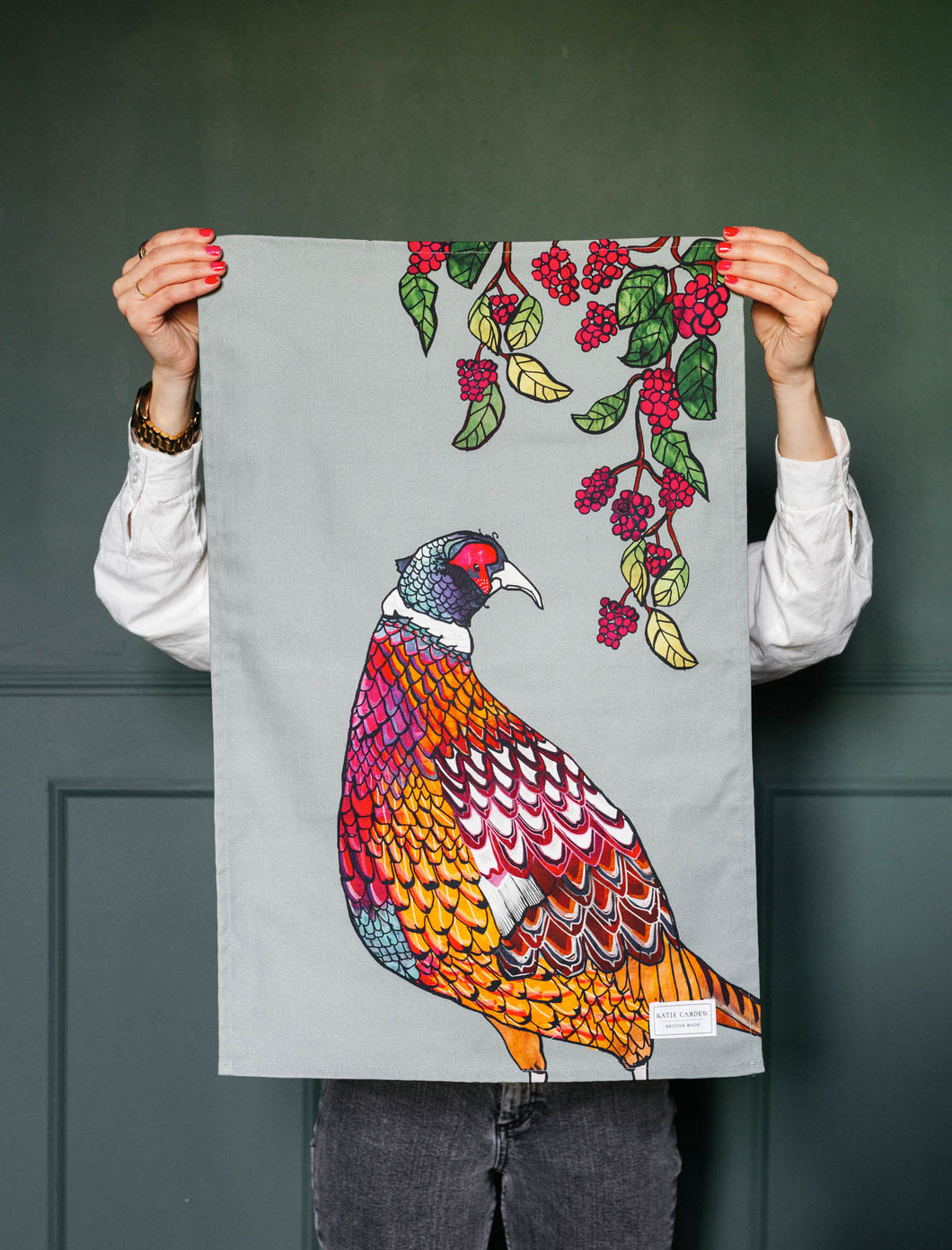 Katie Cardew Pheasant Tea Towel