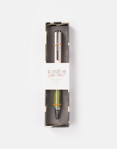 Caroline Gardner Pale Pink/Khaki Colourblock Boxed Pen