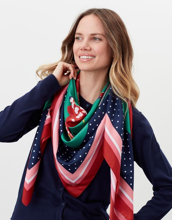 Joules Agatha Large Square Scarf / Navy Chicken