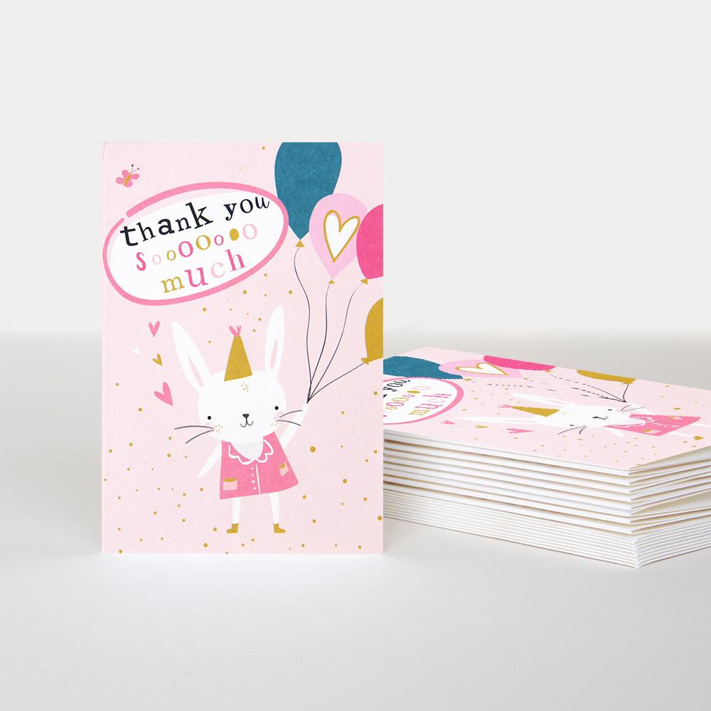 Caroline Gardner Thank you Sooo Much Rabbit Thank you Cards Pack of 10